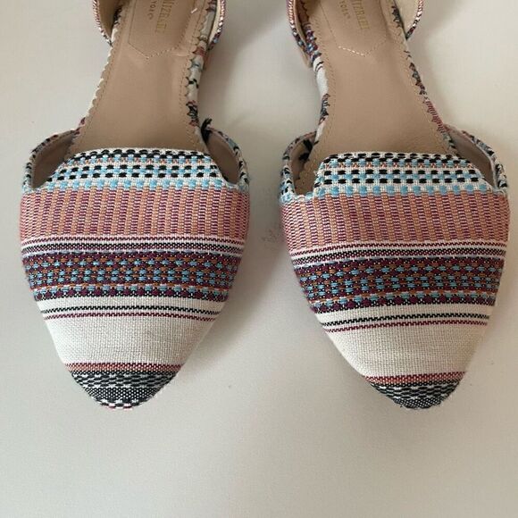 ISAAC MIZRAHI Pointy Toe Flats Womens Size 8 Canvas Stripe Aztec Boho Sandals - Picture 3 of 9